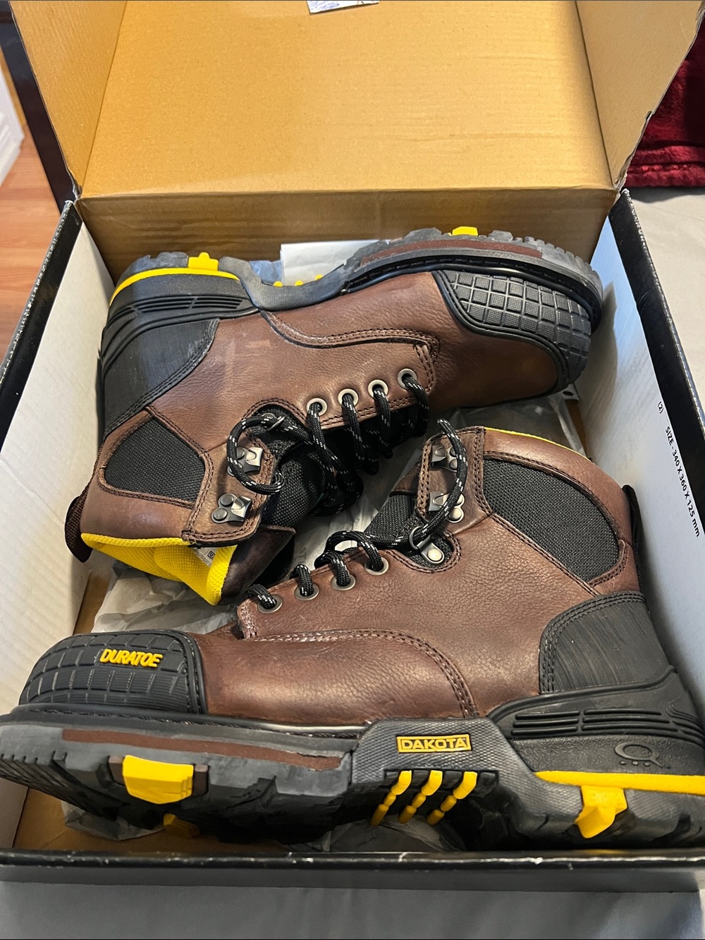 Dakota Men’s Brown Work Boots with Black and Yellow Accents
